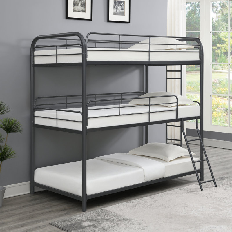 Lit superposé triple Furniture, simple / simple / simple, noir