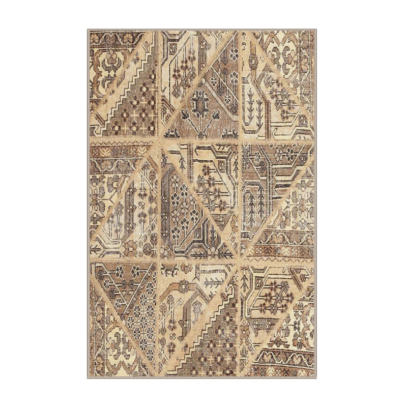 Tapis contemporain beige / brun clair, Rectangle 5 pi x 7 pi