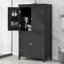 Armoire de rangement élégante pour salle de bain autoportante avec 4 portes et tablettes réglables-960295023