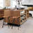Upholstered Leather Counter Stool with Iron Frame