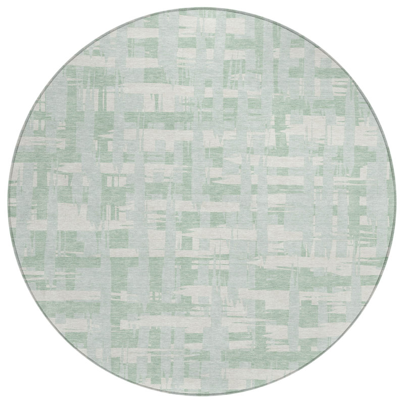 Machine Washable Indoor/Outdoor Chantille Mint Rug, Round 8'