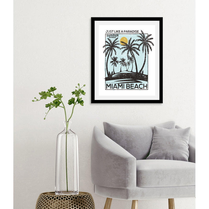 Miami Beach - Single Picture Frame Print, 70cm H x 50cm W