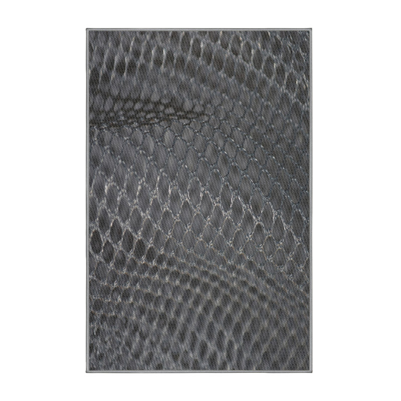 Tapis gris tissé à la machine, Rectangle 5 pi x 7 pi