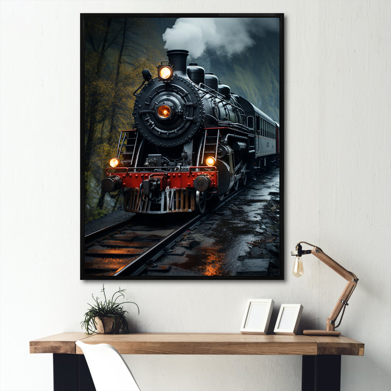 «The Massive Steam Locomotive Belches Smoke I», reproduction sur toile moderne, H 32 po x l 24 po x P 1 po