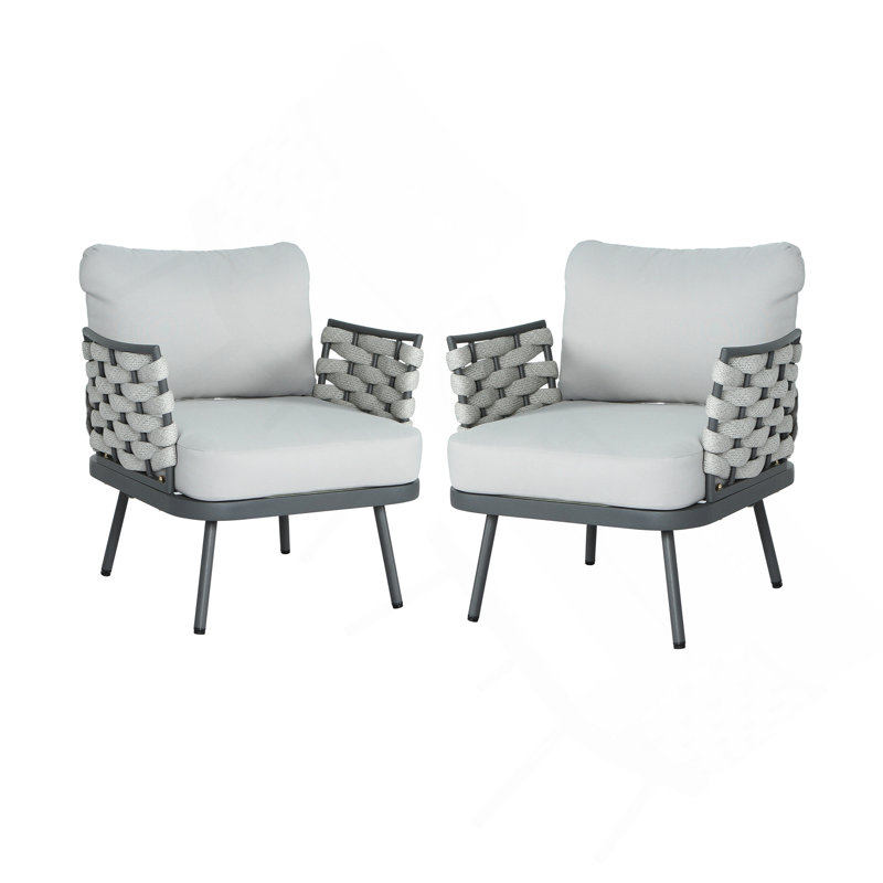 Steel Club Chair Set of 2, Gray, Gray, Black