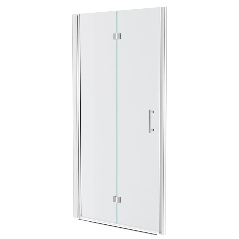 Porte de douche pliante sans cadre avec verre trempé l 34 po x H 72 po, Chrome