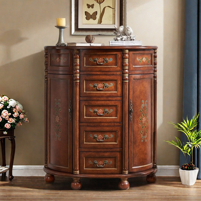 Buffet décoratif vintage en demi-lune peint à la main