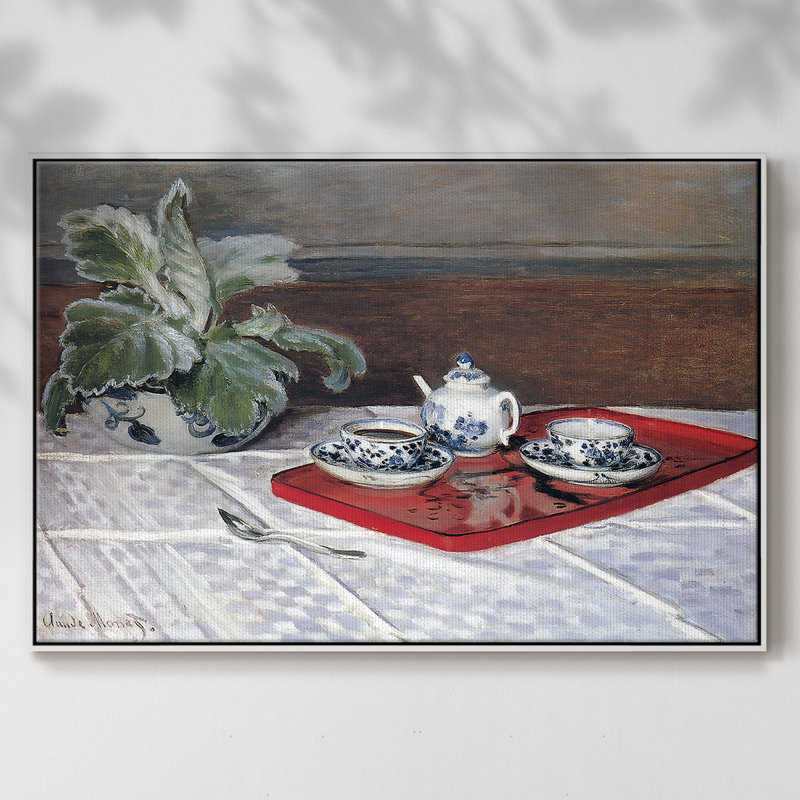 " The Tea Set, 1872 ", 17" H x 25" W x 2" D, White