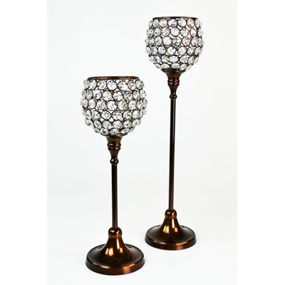 Marie 2 Piece Metal Tabletop Tealight Holder Set