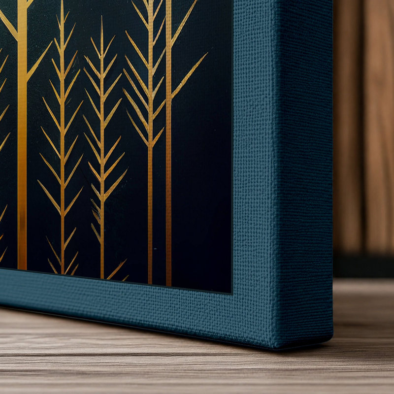 Twilight Wheat Minimalist 1 Piece Wrapped Canvas Wall Art, 24x16 - 61.0 x 40.6 cm, Teal Border
