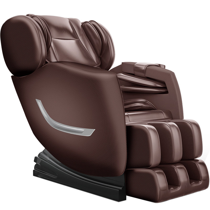 Fauteuil de massage inclinable électrique en similicuir, Similicuir brun