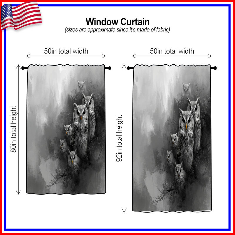 Rideaux Group, Owls, 50" x 80" - 1 Panel, Transparent