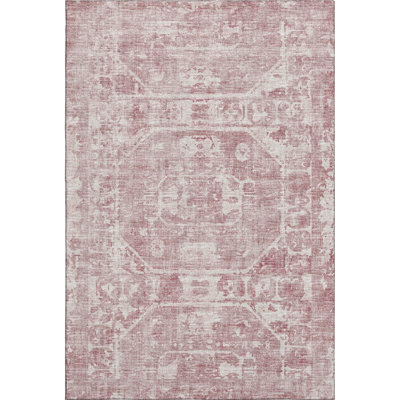 Premium Machine Washable Kelsa AMF41 Pink Rug