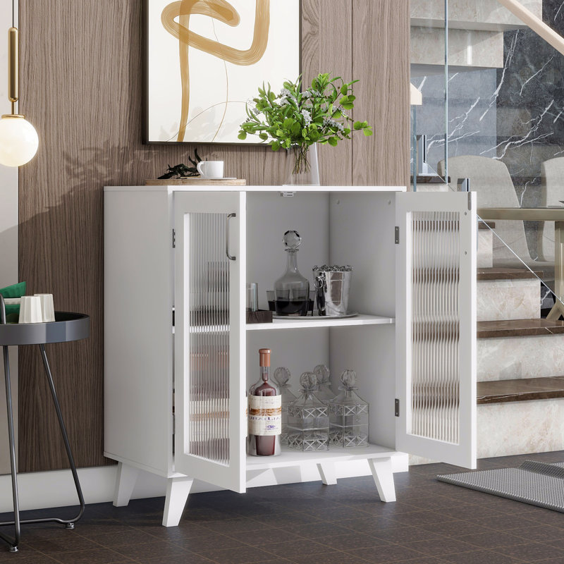 Rangement pour armoire de salon moderne avec 2 portes en verre et tablette réglable