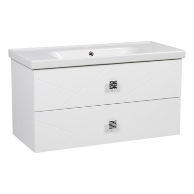 Jakkia-W_Meuble-lavabo mural moderne avec lavabo - MDF non toxique et ignifuge 40 po - Collection Omega R-Line 40 po _ORL40_