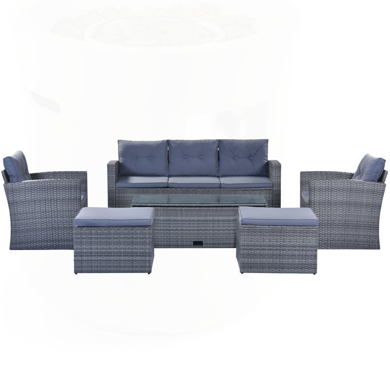 Outstanding All-Weather Wicker Patio Set with Versatile Seating and Removable Cushions, Light Gray/Dark Gray