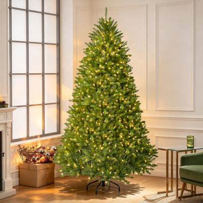 Arbre de Noël pré-éclairé, arbre de Noël artificiel vert luxuriant