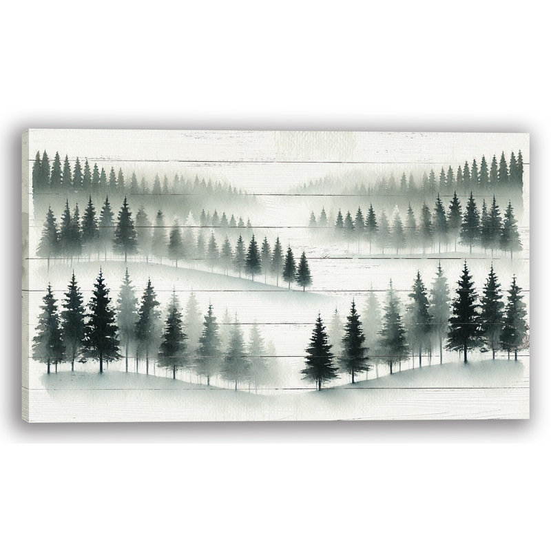 «Whispering Winter Woods», art mural sur toile forêt monochrome, H 24 po x l 42 po