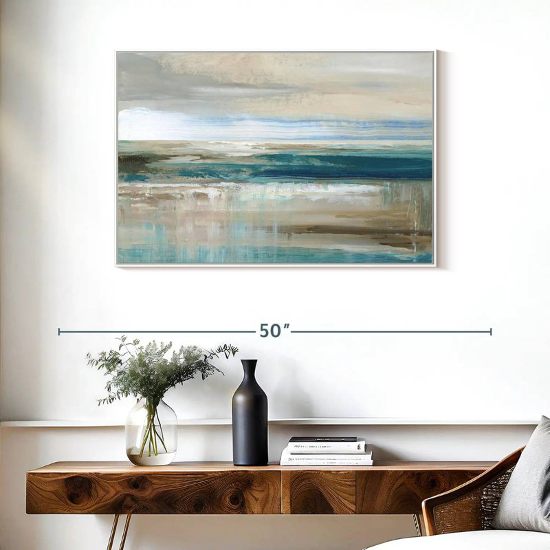 Mer de Kofi, Cadre flottant blanc, 37 po x 25 po