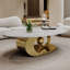 Table basse moderne avec base sculpturale en acier inoxydable-1462625921