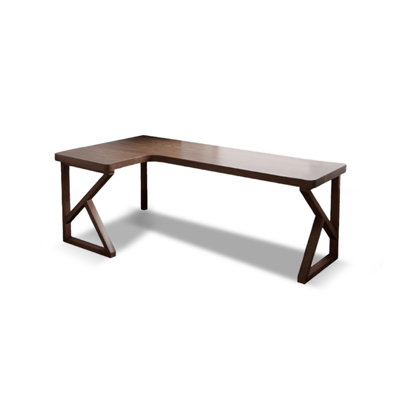 Light chestnut color L-Shaped Solid Wood Writing desk