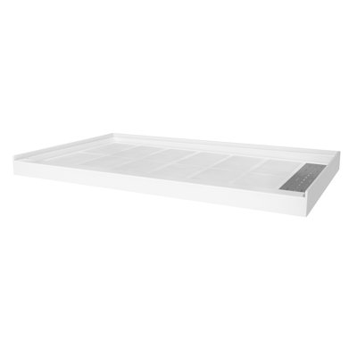 Base de plateau de douche à simple seuil SMC de taille 48/60 po x P 32/36 po avec ensemble de drain, antidérapant