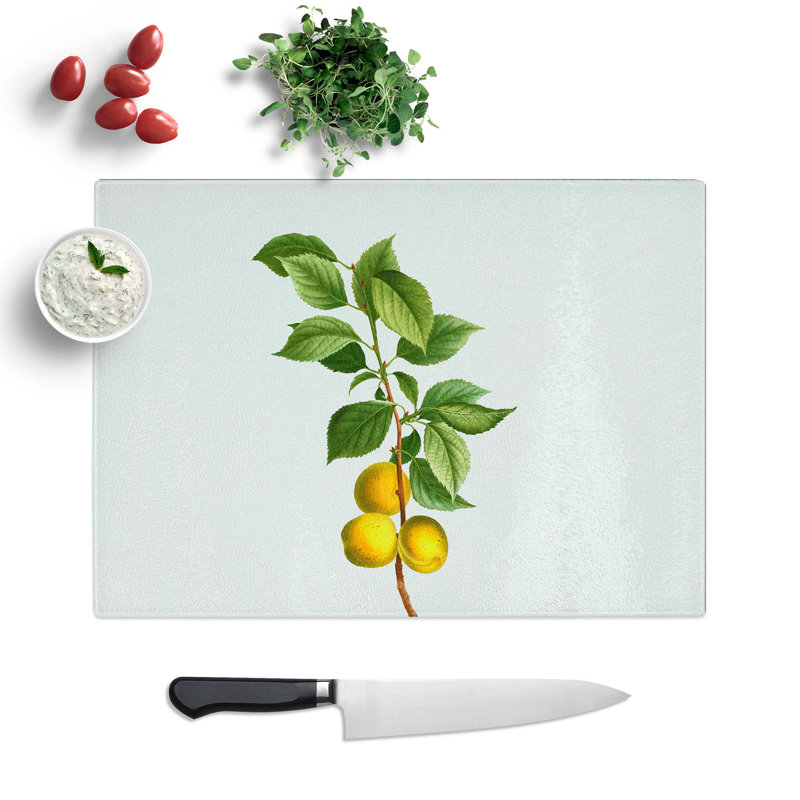 Tempered Glass Apricot Tree Branch Chopping Board, 28.5 cm W x 20 cm L