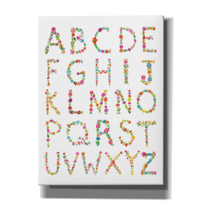 Toile épique Graffiti «Floral Alphabet» par Farida Zaman, 12 po x 16 po