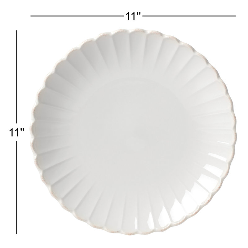 French Perle Scallop 4-Piece Dinner Plate Set