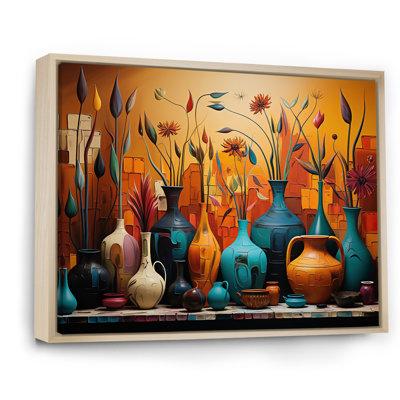 Orange Boho Pottery Expressions I - Boho Pottery Canvas Art
