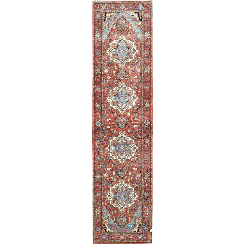 Tapis rouge noué à la main de haute qualité, Tapis de couloir 2 pi 6 po x 10 pi