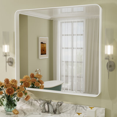 Aevar Tempered Glass and Aluminum Alloy Framed French Cleat Mounted Wall Mirror