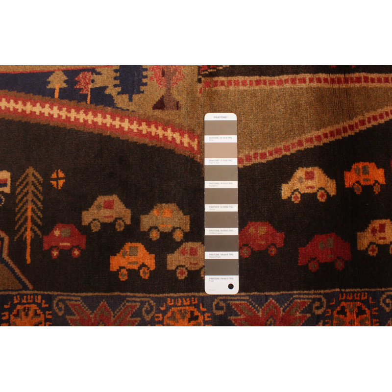 Tapis brun foncé Teimani 2 pi 11 po x 4 pi 7 po