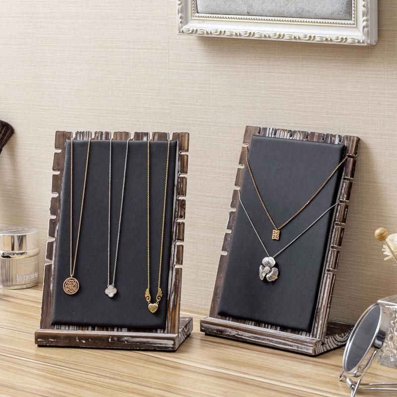 Présentoir à bijoux en bois massif, Brun