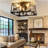 Farmhouse Caged Ceiling Fans with Lights and Remote Control,Rustic Black Chandelier Fan with Deer Design Square,Flush Mount Low Profile Fandelier for Bedroom,Dining Living Room-2013252951