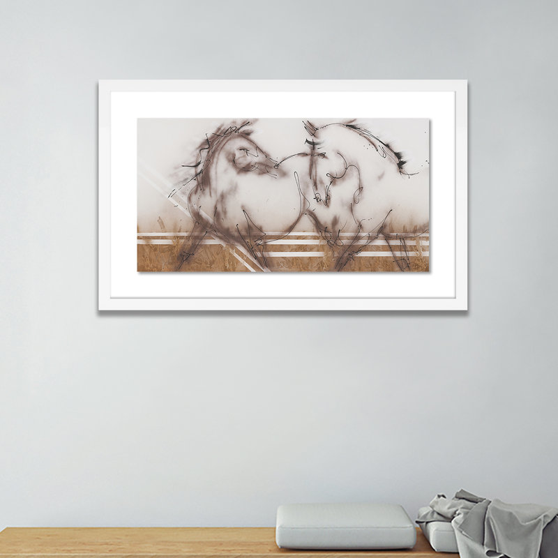 Two Horses Print by Donna Bernstein, White, 24" H x 40" W x 2.5" D