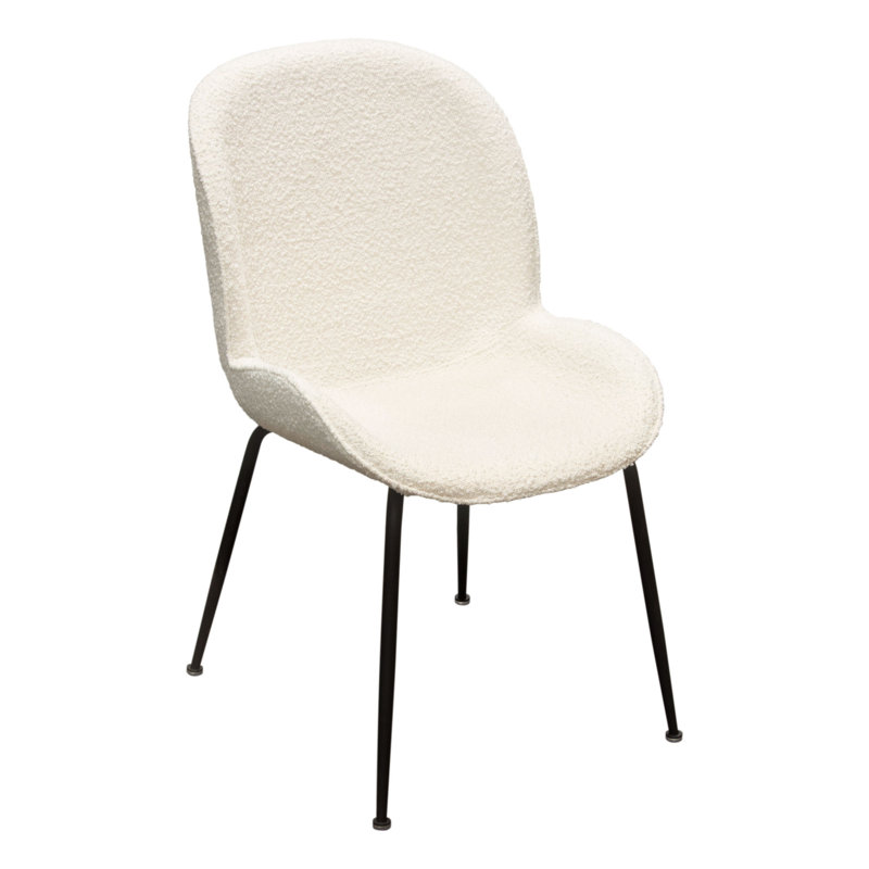 Ensemble de 2 chaises de salle à manger en ivoire avec pieds en métal thermolaqué noir