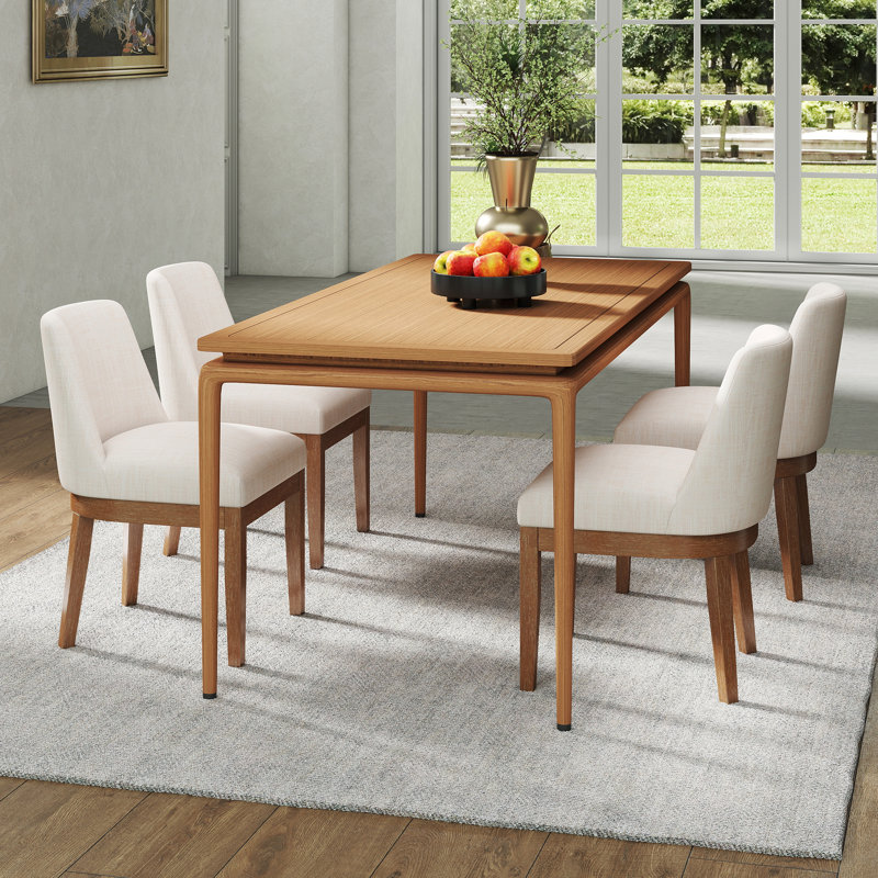 Upholstered Modern Dining Chairs With Soild Wood Legs Farmhouse Armless Kitchen Side Chairs For Dining Room Living Room, 2