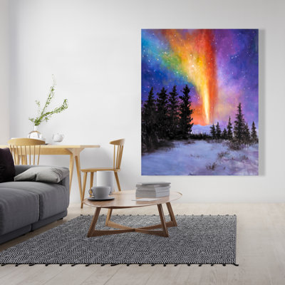 Aurora Borealis in the Forest - Black Canvas Home Decor