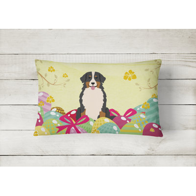 Easter Eggs Bernese Mountain Dog Lumbar Pillow