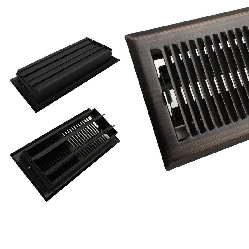 Oil Rubbed Bronze 4" x 10" Steel Floor Register with Trap Net