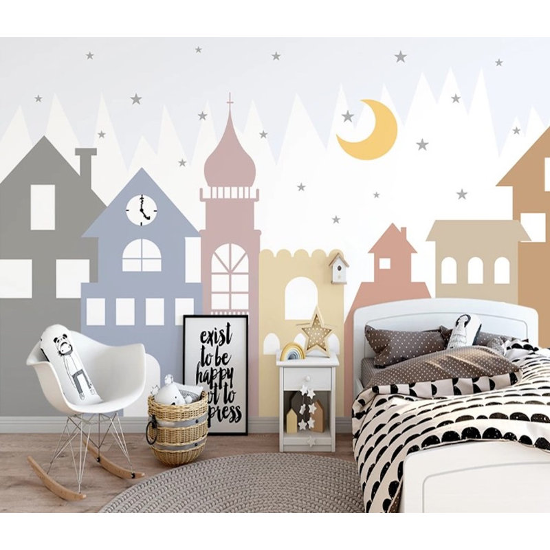 Papier peint amovible avec étoiles colorées Crescent Moon, L 98,04 po x l 150 po