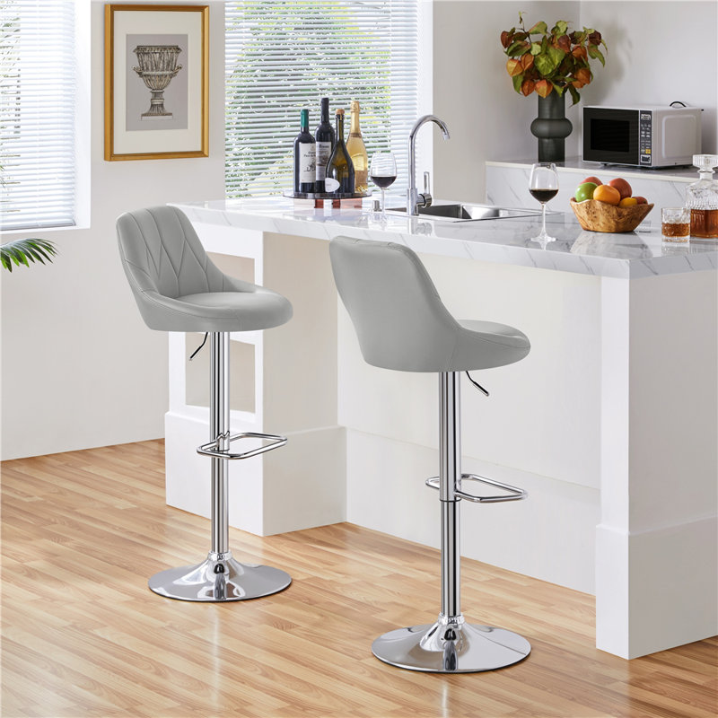Height Adjustable Swivel Bar Stool, Grey
