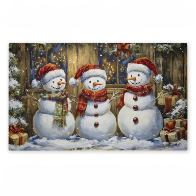 Tapis d'extérieur Rustic Snowman Trio