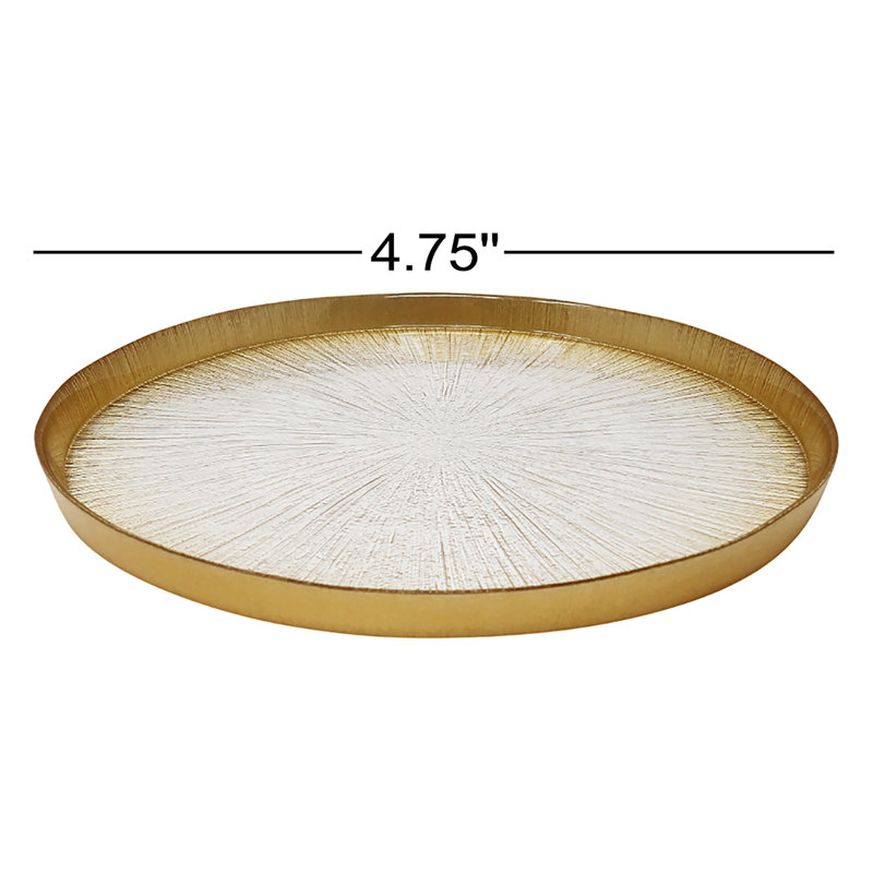 Crystal Glass Plates with Gold Border - 4.75"D