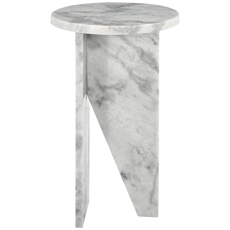 Devlin Marble Drink Table, White