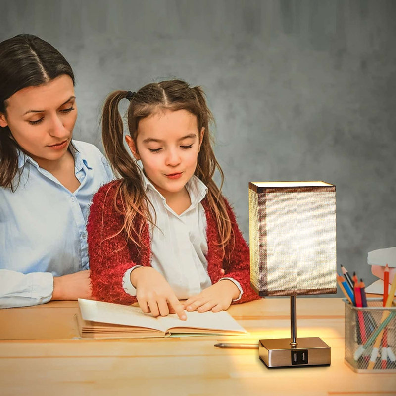 Arnitha Metal USB Table Lamp, Grey