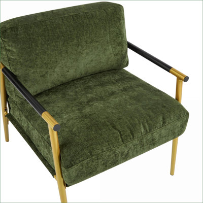 Chaise d'appoint moderne 27,56 po pour adultes, coussins en peluche, structure en métal avec accoudoirs, pour le salon, la chambre, les sièges de bureau