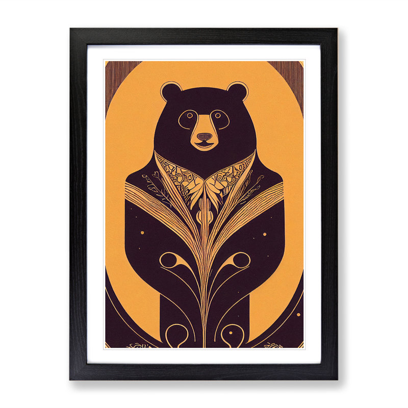Bear No.4 - Single Picture Frame Print, 34cm H x 25cm W x 2cm D, Black Framed