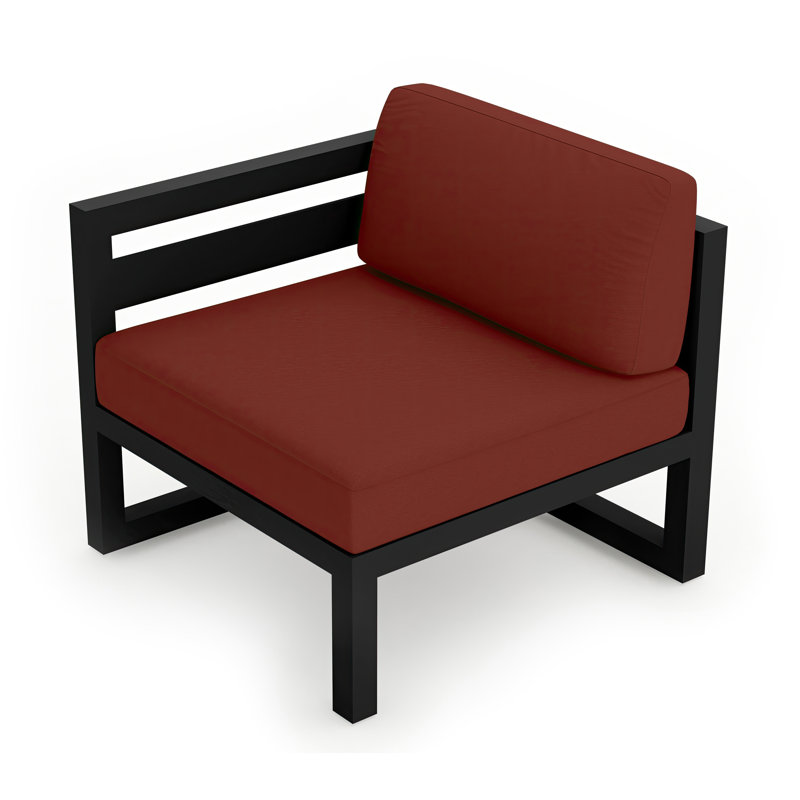 Avion Outdoor One Arm Lounge Chair, Canvas Charcoal Sunbrella® Canvas, Black